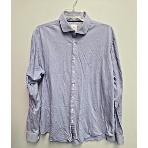 BLUE INDUSTRY‎ Men's Button Up Sz 45 XXL Long Sleeve Shirt Blue Stripe $218